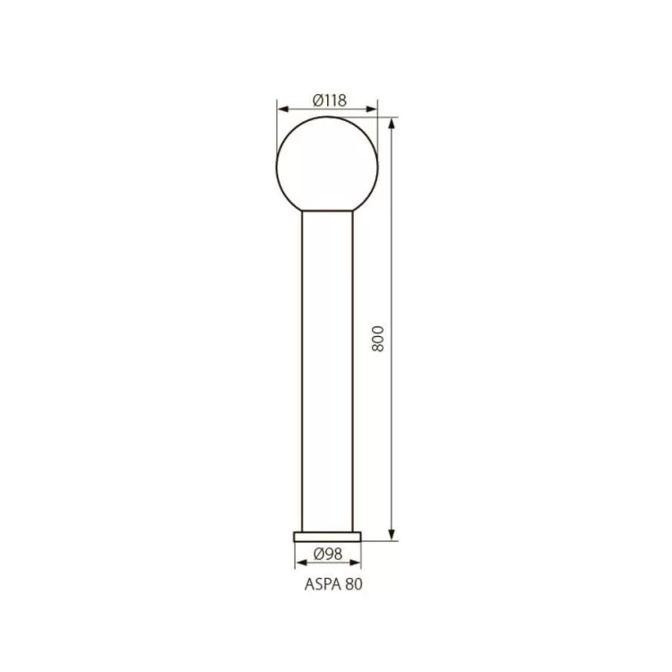 Наземный парковый светильник столбик KANLUX ASPA 80 (23603) стальной цена 1 107грн - фотография 2