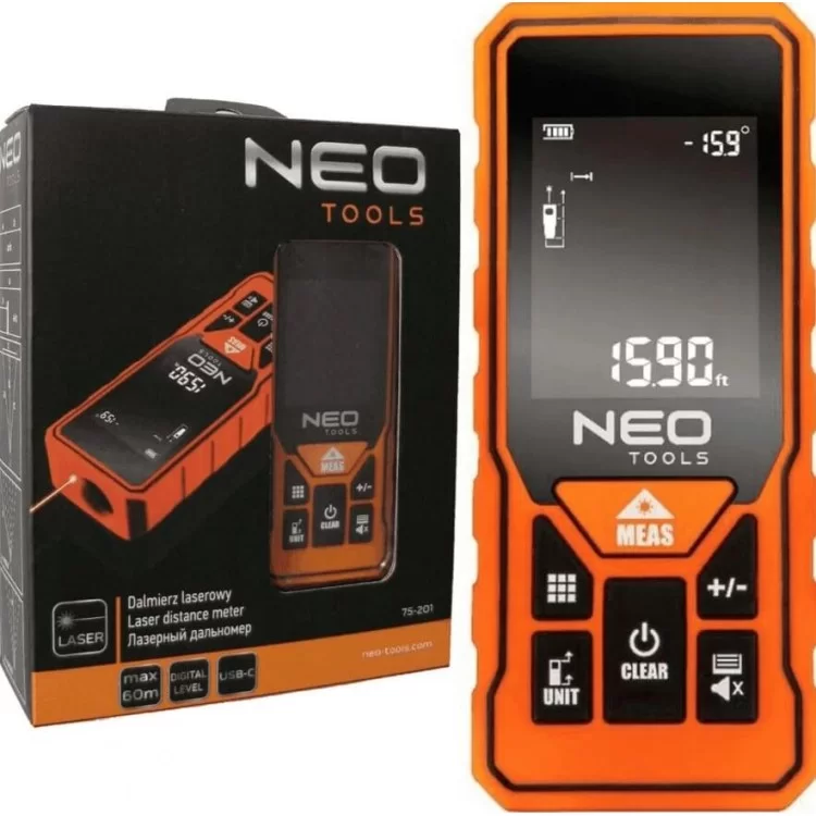 Лазерный дальномер Neo Tools 75-201 рабочий диапазон 0.2-60м отзывы - изображение 5