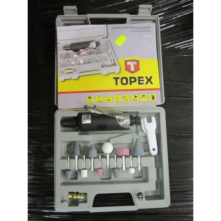 в продажу Пневматична пряма шліфувальна машина Topex 74L211 1/4 25000 об/хв з набором шліфкамнів в комплекті - фото 3
