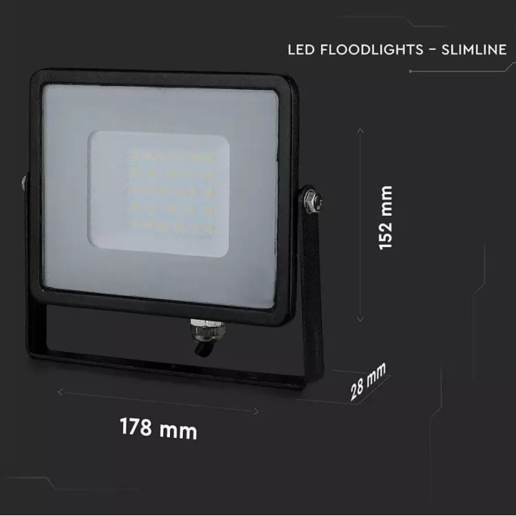 Вуличний прожектор V-TAC 3800157629034 LED 30Вт SKU-401 Samsung CHIP 230В 4000К (чорний) характеристики - фотографія 7