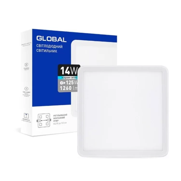 Квадратний світлодіодний світильник Global SP adjustable 14Вт 4100K (1-GSP-01-1441-S) ціна 190грн - фотографія 2