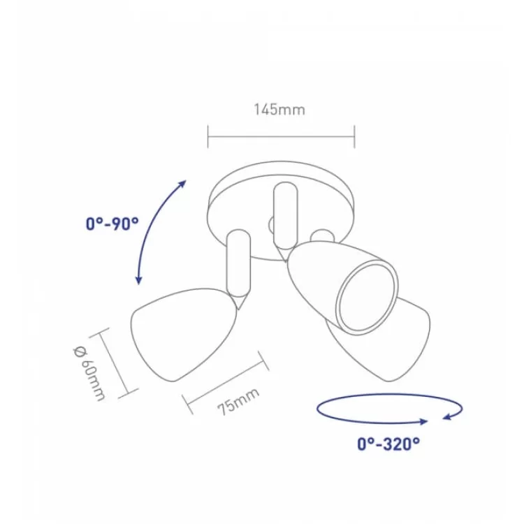 в продаже Тройной поворотный светильник спот Global GSL-01C 12Вт 4100K на круглой основе (белый) 3-GSL-11241-CW - фото 3
