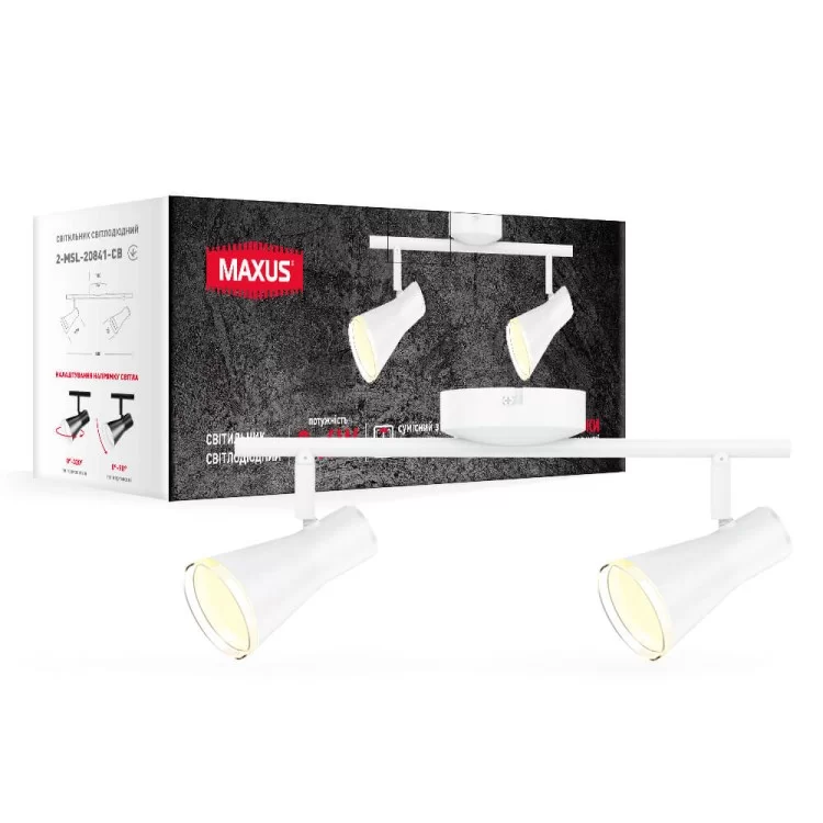 Спотовый двухкратный светильник Maxus MSL-02C 2х4Вт 4100K (белый) 2-MSL-20841-CW цена 770грн - фотография 2