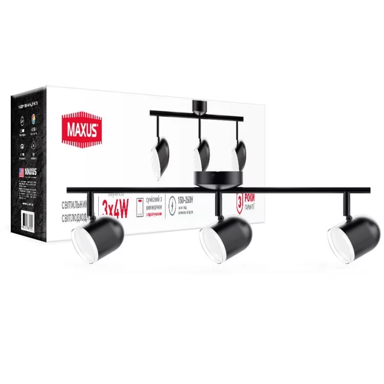 в продажу Світлодіодний світильник Maxus MSL-01C 12Вт 4100K (чорний) 3-MSL-11241-CB - фото 3