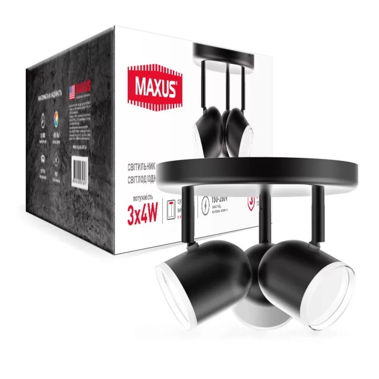 в продажу Світлодіодний світильник Maxus MSL-01R 12Вт 4100K (чорний) 3-MSL-11241-RB - фото 3