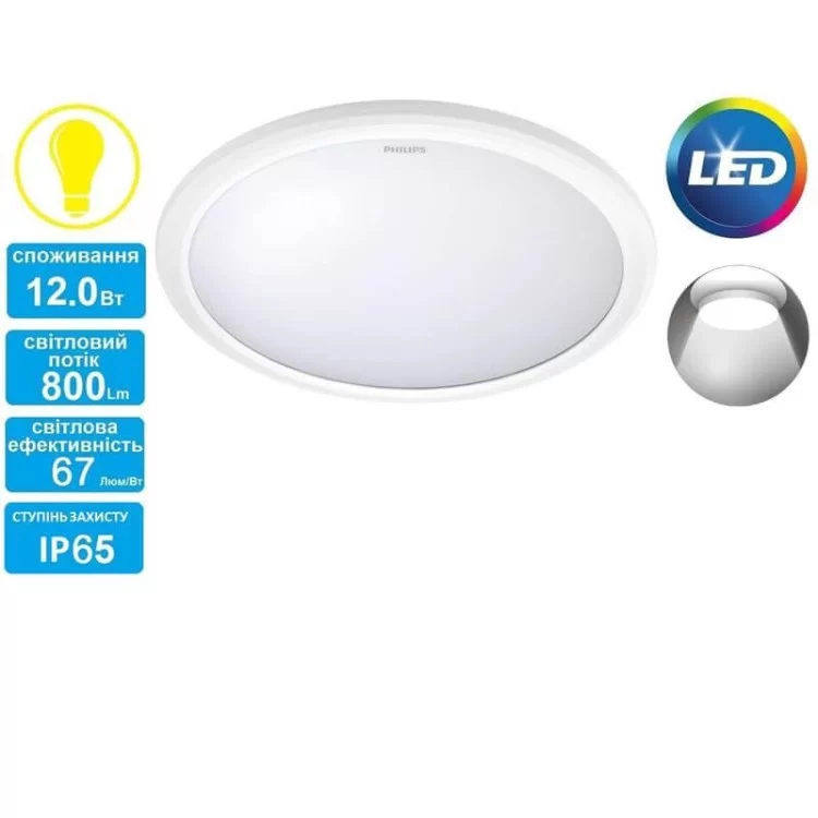 Стельовий світильник Philips 915004489501 31817 LED 12Вт 2700K IP65 White ціна 699грн - фотографія 2