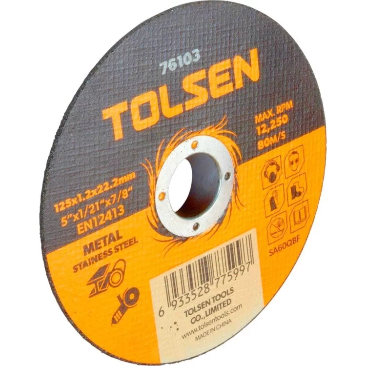 Отрезной диск по металлу/нержавейке Tolsen (76103) 125х1.2х22.2мм цена 21грн - фотография 2
