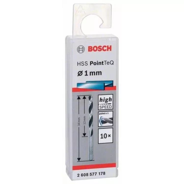 Свердла Bosch 2608577178 PointTeQ Svyerl HSS 1,0мм (10шт) ціна 131грн - фотографія 2