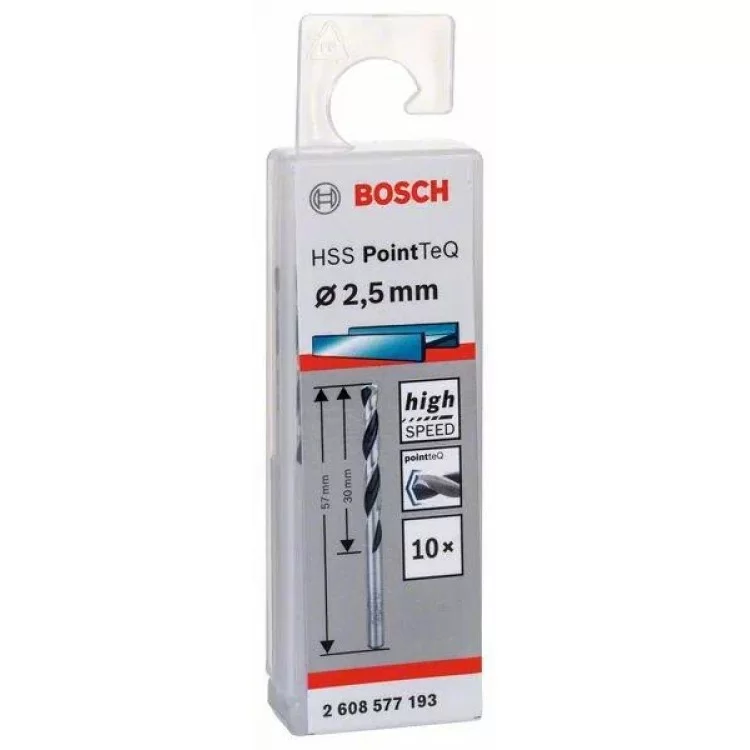 Сверла Bosch 2608577193 PointTeQ Svyerl HSS 2,5мм (10шт) цена 151грн - фотография 2