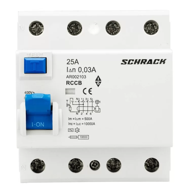 ПЗВ Schrack AR002103 10кА 25А 30мА 4P тип AC ціна 1 208грн - фотографія 2