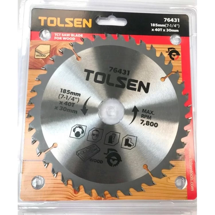 Пильный диск по дереву с ТВС напайками Tolsen (76431) 185х40Тх30мм цена 304грн - фотография 2
