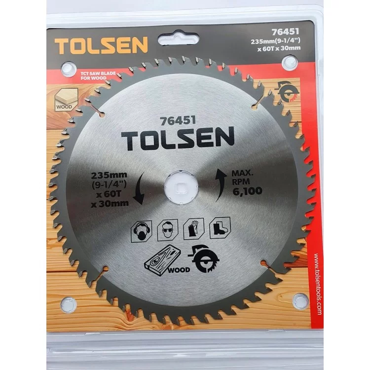 Пильный диск по дереву с ТВС напайками Tolsen (76451) 235х60Тх30мм цена 504грн - фотография 2