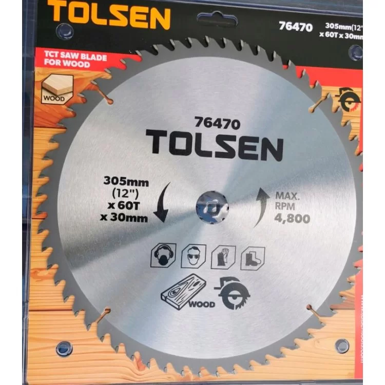 Пильный диск по дереву с ТВС напайками Tolsen (76470) 305х60Тх30мм цена 819грн - фотография 2