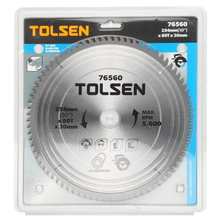 Пільний диск по алюмінію з ТВС напайками Tolsen (76560) 254х80Тх30мм ціна 864грн - фотографія 2
