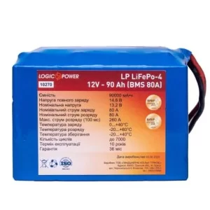 Литий залізо-фосфатний акумулятор LogicPower LP 10270 LiFePO4 12V 90Ah (BMS 80A)