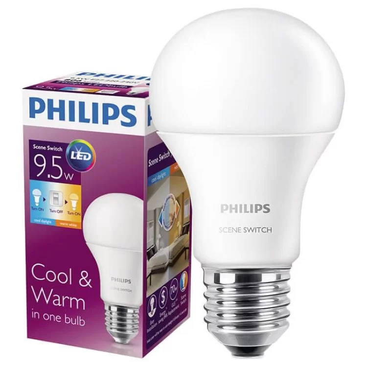 Светодиодная лампа Philips 929001155937 LED Scene Switch E27 3000K/6500K 230В A60 цена 255грн - фотография 2