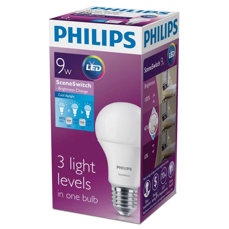 Лампа Philips 929001208407 Scene Switch A60 3S E27 6500К ціна 249грн - фотографія 2