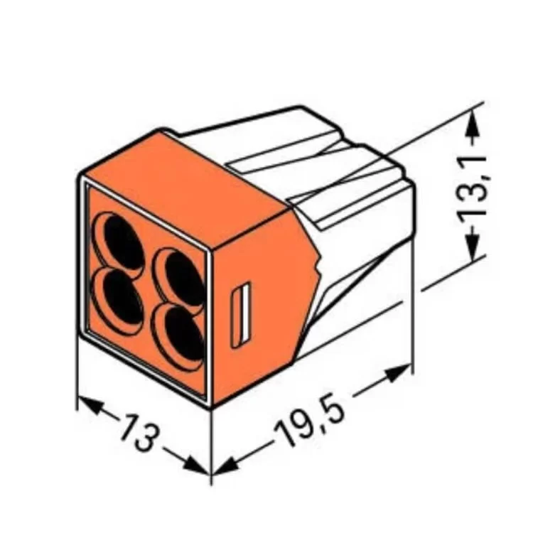 Клеммный соединитель Wago 773-104 Push Wire® в прозрачном корпусе с оранжевой крышкой цена 12грн - фотография 2