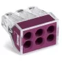 Клеммный соединитель Wago 773-106 Push Wire® в прозрачном корпусе с фиолетовой крышкой