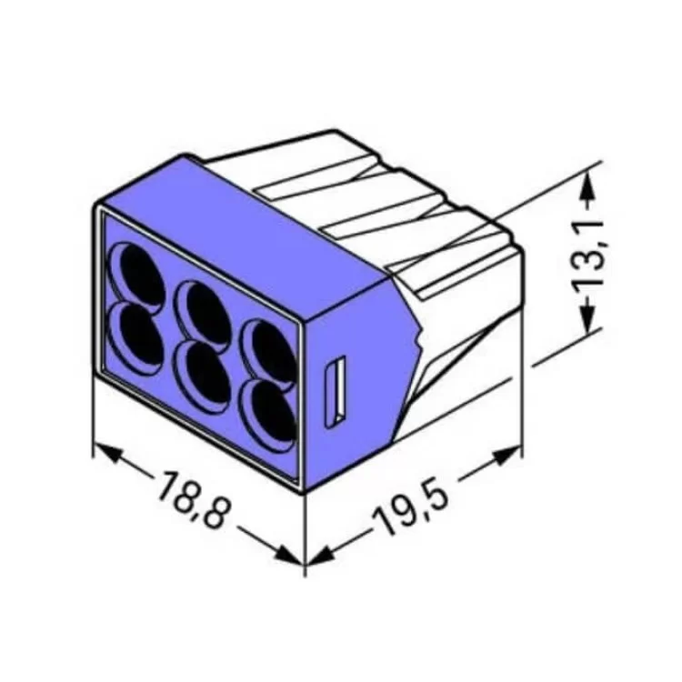 Клеммный соединитель Wago 773-106 Push Wire® в прозрачном корпусе с фиолетовой крышкой цена 15грн - фотография 2