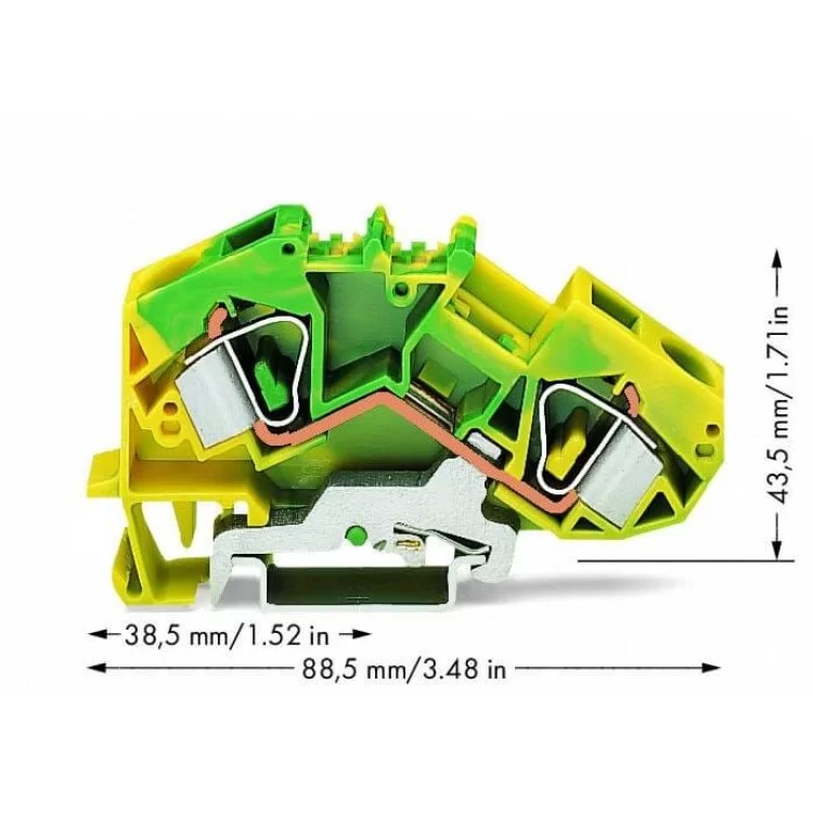 Клемма заземления Wago 783-607 16мм² (желто-зеленая) цена 218грн - фотография 2