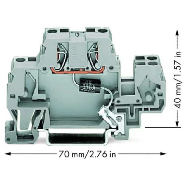 Двухуровневая компонентная клемма Wago 870-523/281-591 с диодами защиты от перенапряжения 10мм 60В DC цена 336грн - фотография 2