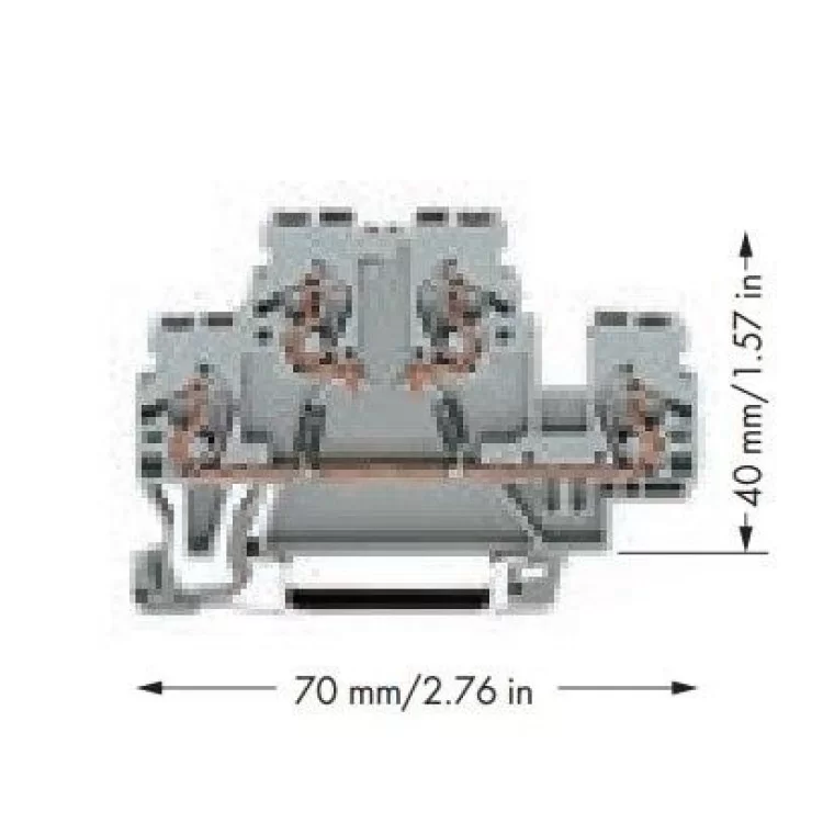 в продаже Двухуровневая клемма Wago 870-542/281-488 с диодом 1N4007 для DIN-рейки (анод сверху) 2,5мм² (серая) - фото 3