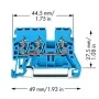 Трехпроводная компактная клемма Wago 870-684 TS35 (синяя)