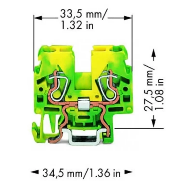 Проходная компакт-клемма Wago 870-917 DIN 15 (несоединяемая) (желто-зеленая) цена 58грн - фотография 2