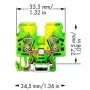 Проходная компакт-клемма Wago 870-917 DIN 15 (несоединяемая) (желто-зеленая)