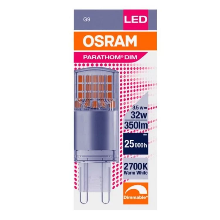 Светодиодная лампа Osram 4058075811553 LED Parathom PIN32 G9 3,5-35Вт 2700К 230В DIM (диммируемая) отзывы - изображение 5