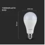 Светодиодная лампа V-TAC 3800157627726 SKU-159 SAMSUNG CHIP Plastic A65 E27 15Вт 3000К