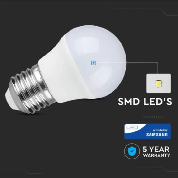 продаємо Світлодіодна лампа V-TAC 3800157640121 SKU-867 SAMSUNG CHIP Plastic G45 E27 7Вт 4000К в Україні - фото 4