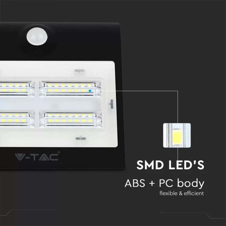 Уличный LED светильник V-TAC 3800157652636 SKU-7528 Solar LED 3Вт 3000K+4000K с датчиком движения (черный) характеристики - фотография 7
