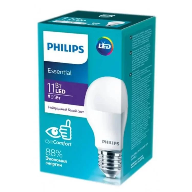 в продаже Светодиодная лампа Philips 929001962987 EssLED Bulb 1CT/12 RCA E27 11Вт 4000К 230В - фото 3