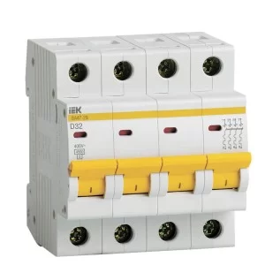 Автоматичний вимикач IEK MVA20-4-032-D ВА47-29 4P 32A 4,5кА характеристика D