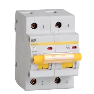 Автоматический выключатель IEK MVA40-2-020-C ВА47-100 2Р 20А 10кА х-ка C