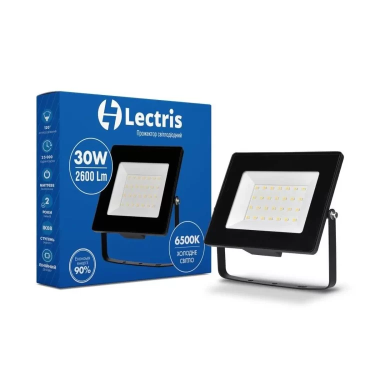 LED прожектор Lectris 1-LС-3003 30Вт 2600Лм 6500K 185-265В IP65 ціна 227грн - фотографія 2