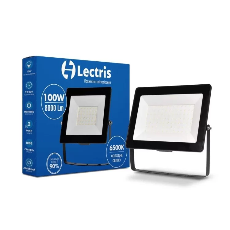 LED прожектор Lectris 1-LC-3005 100Вт 8800Лм 6500K 185-265В IP65 цена 667грн - фотография 2