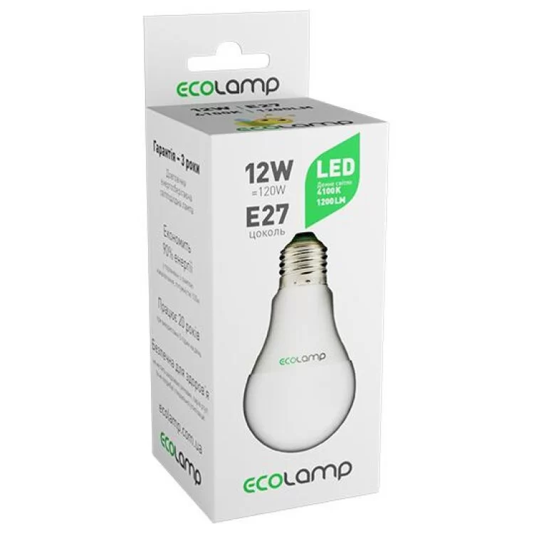 Лампа Ecolamp A60 12Вт 4100К E27 ціна 41грн - фотографія 2