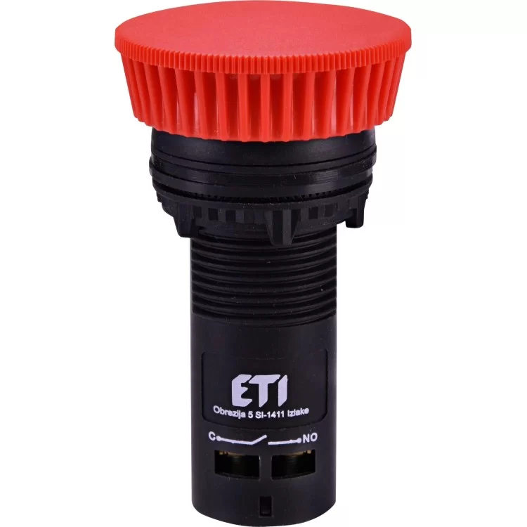 Моноблочна кнопка грибок ETI 004771480 ECM-P10-R (без фіксації 1NO червона)