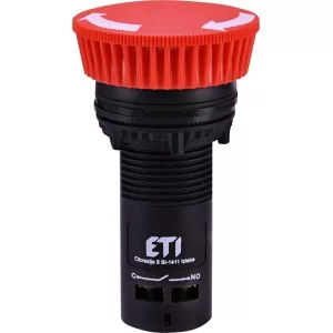 Моноблочна кнопка грибок ETI 004771482 ECM-T10-R (відключення поворотом 1NO червона)