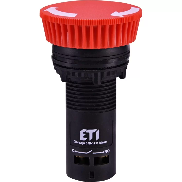 Моноблочная кнопка грибок ETI 004771482 ECM-T10-R (отключение поворотом 1NO красная)
