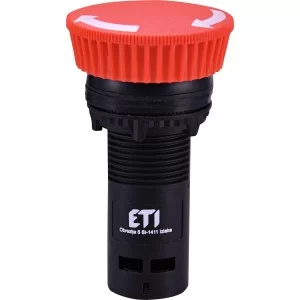 Моноблочна кнопка грибок ETI 004771483 ECM-T01-R (відключення поворотом 1NC червона)