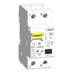 Дифференциальный автоматический выключатель RFI2 С25A, 1P+N, 10мА