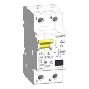 Дифференциальный автоматический выключатель RFI2 С25A, 1P+N, 30мА