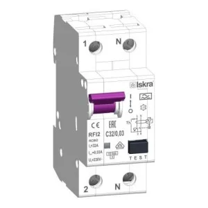 Диференціальний автоматичний вимикач RFI2 С32A, 1P+N, 30мА
