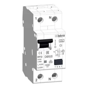 Диференціальний автоматичний вимикач RFI2 С40A, 1P+N, 30мА