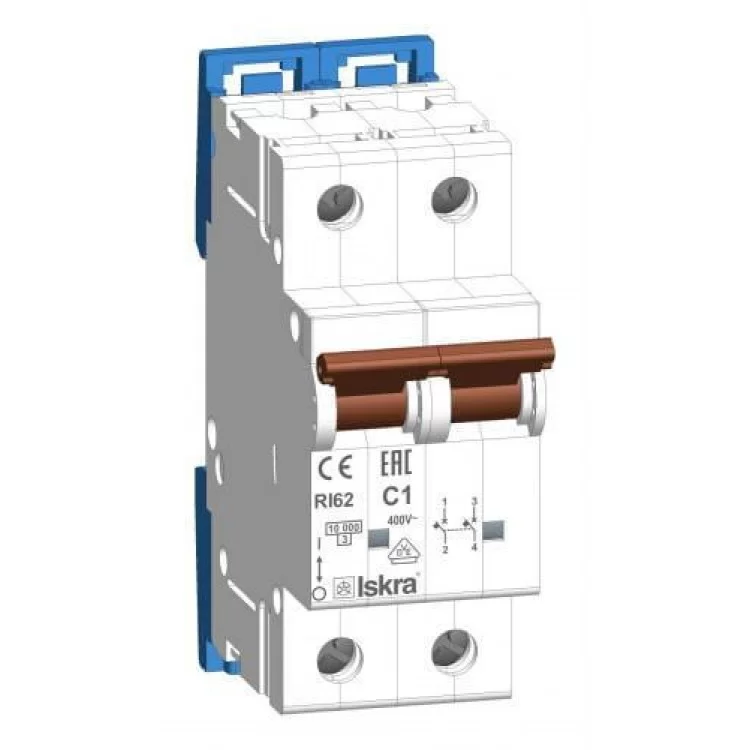 Модульный автоматический выключатель RI62 C1A, 2P, 10кА