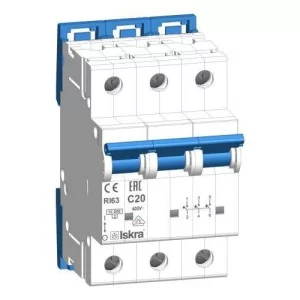 Модульний автоматичний вимикач RI63 C20A, 3P, 10кА